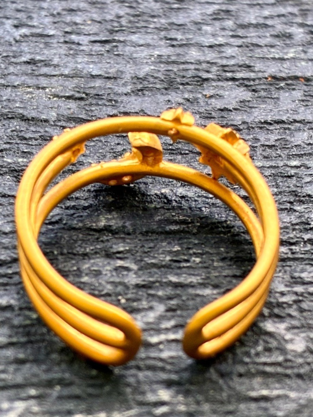Satya Jewelry Gold Star and Moon White Topaz Adjustable Ring - Picture 4 of 5